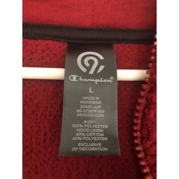 Red Sherpa Jacket with Hoodie Size Large Full Zip Pockets NWT Unisex - Picture 3 of 7